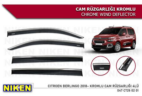 Citroen Berlingo Kromlu Cam Rüzgarlığı 4'lü Set (2018-2021) Niken