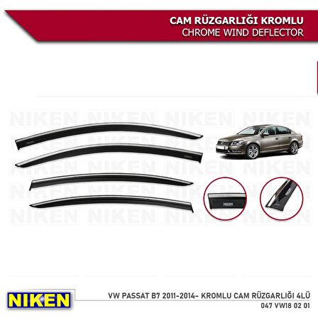 VW Passat B7 Kromlu Cam Rüzgarlığı 4'lü Set (2011-2014) Niken