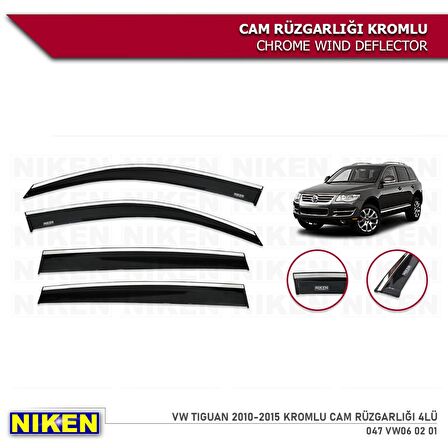 Volkswagen Tiguan Kromlu Cam Rüzgarlığı 4'lü Set (2010-2015) Niken