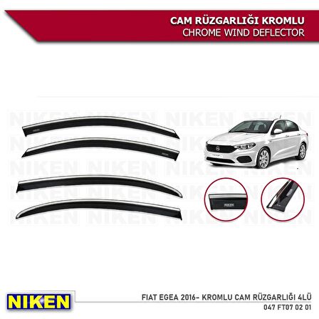 Fiat Egea Kromlu Cam Rüzgarlığı 4'lü Set (2016-2021) Niken