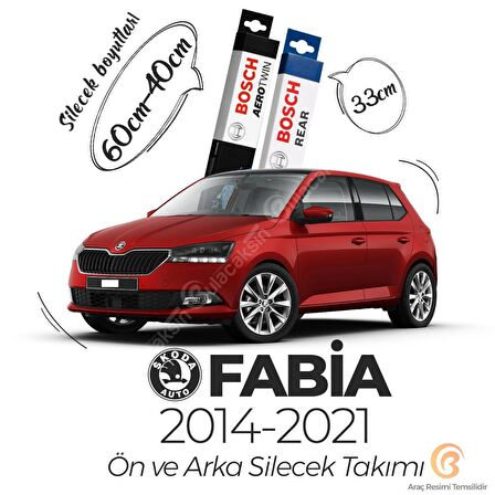 Skoda Fabia Ön ve Arka Silecek Takımı (2014-2021) Bosch Aerotwin