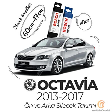 Skoda Octavia Ön ve Arka Silecek Takımı (2013-2017) Bosch Aerotwin