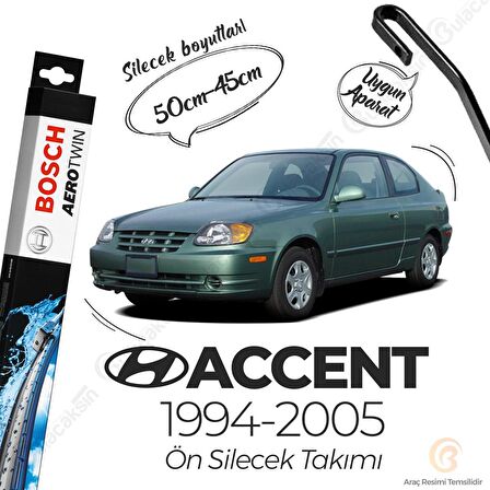 Hyundai Accent Muz Silecek Takımı (1994-2005) Bosch Aerotwin