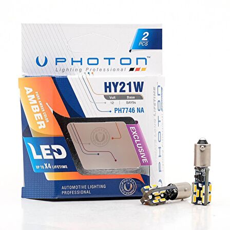 Photon PH7746NA 12-24V H21W Ampul 24 Led 2’li SET - Turuncu Işık