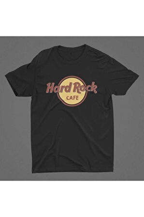 Unisex Siyah Hard Rock Cafe Baskılı  T-Shirt