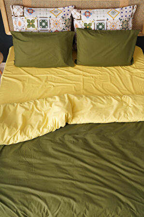 Çift Kişilik %100 Pamuk Nevresim Takımı 4 Yastık Linda