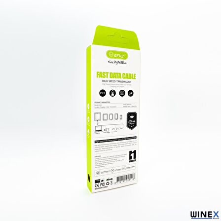 Winex GFZ116 Type-C 3.0A Hızlı Şarj ve Data Kablosu 1M Siyah