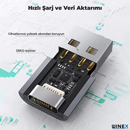 Winex UsbA to Type-C 3.1 Otg Çevirici Dönüştürücü Adaptör