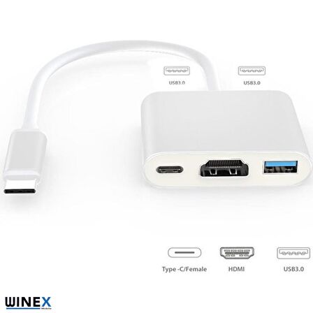 Winex 5in1 Type-C Hub Port HDMI 3xUSB 3.0 Adaptör 