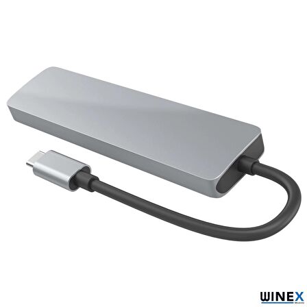Winex 6in1 Type-C to 4K HDMI+Sd Kart+3xUsbA 3.0 Hub Port Adaptör