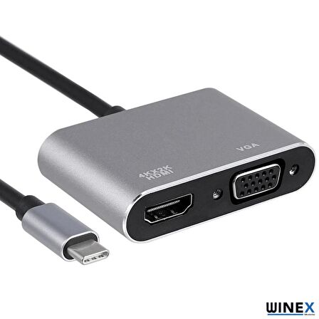 Winex 2in1 Type-C to 4K HDMI + VGA Çevirici ve Dönüştürücü Adaptör