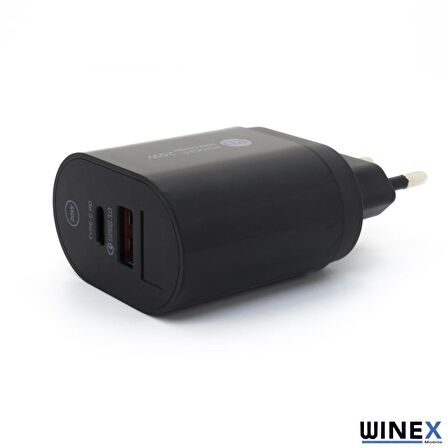 Winex Type-C 20 Watt Hızlı Şarj Aleti Siyah