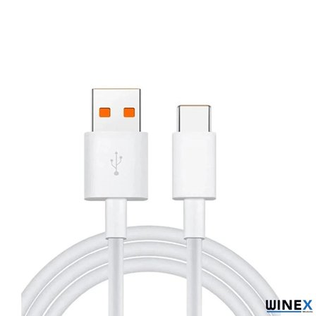 Winex 6A 100W UsbA to Type-C Hızlı Data ve Şarj Kablosu Beyaz