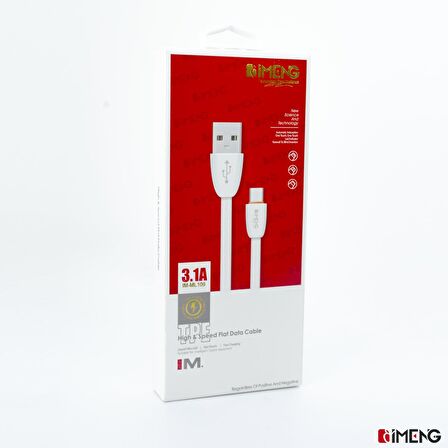 İmeng 3.1A UsbA to Lightning Data ve Hızlı Şarj Kablosu ML109 Beyaz