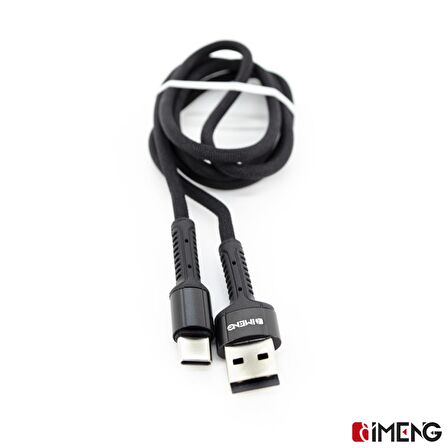 Imeng 3A UsbA to Type-C Pro Braided Örgülü Data ve Hizli Sarj Kablosu Siyah