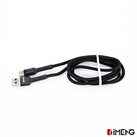 Imeng 3A UsbA to Type-C Pro Braided Örgülü Data ve Hizli Sarj Kablosu Siyah