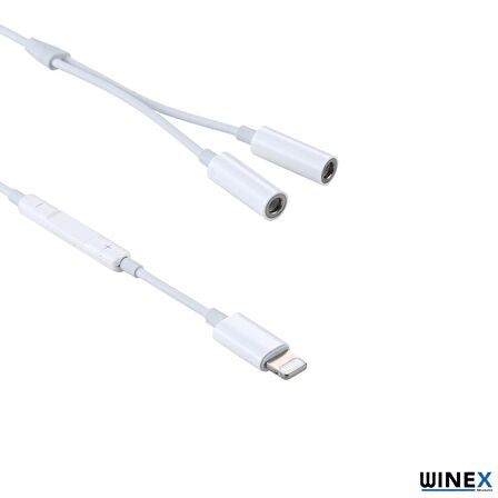 Winex 2in1 Lightning to Double 3.5mm Çıkışlı Jack Adaptör