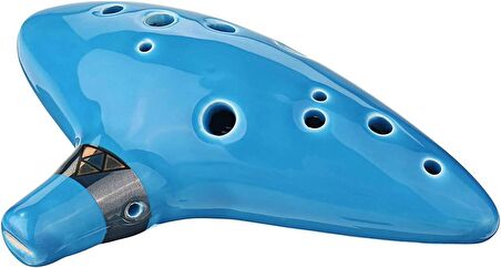 Valkyrie Ocarina 12 Delik Ocarina Seramik Alto C Ocarina Flüt Mavi Ocarina Sualtı Müzik Nefesli Enstrüman Mavi