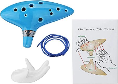 Valkyrie Ocarina 12 Delik Ocarina Seramik Alto C Ocarina Flüt Mavi Ocarina Sualtı Müzik Nefesli Enstrüman Mavi