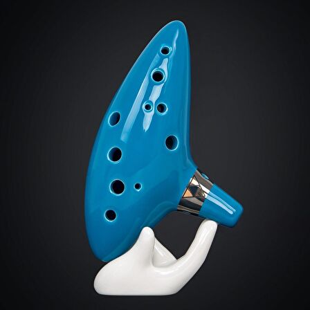 Valkyrie Ocarina 12 Delik Ocarina Seramik Alto C Ocarina Flüt Mavi Ocarina Sualtı Müzik Nefesli Enstrüman Mavi