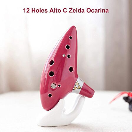 Valkyrie Ocarina 12 Delik Ocarina Seramik Alto C Ocarina Flüt Mavi Ocarina Sualtı Müzik Nefesli Enstrüman Kırmızı