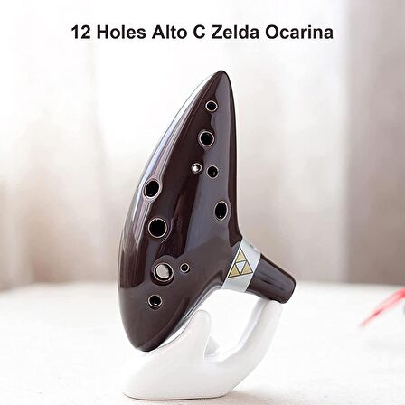 Valkyrie Ocarina 12 Delik Ocarina Seramik Alto C Ocarina Flüt Mavi Ocarina Sualtı Müzik Nefesli Enstrüman Kahverengi