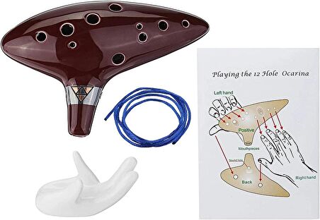 Valkyrie Ocarina 12 Delik Ocarina Seramik Alto C Ocarina Flüt Mavi Ocarina Sualtı Müzik Nefesli Enstrüman Kahverengi