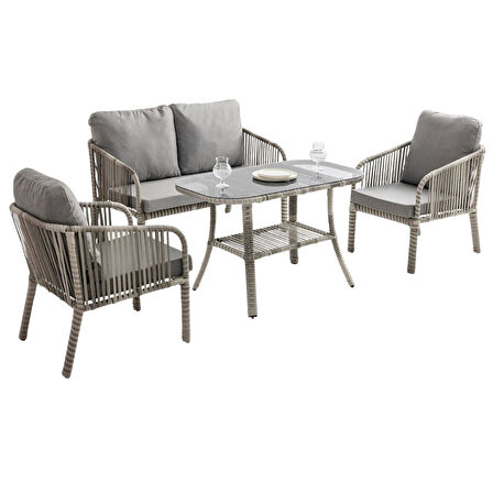 Capri Swing Artemis İkili Rattan Balkon Bahçe Takımı | Gri