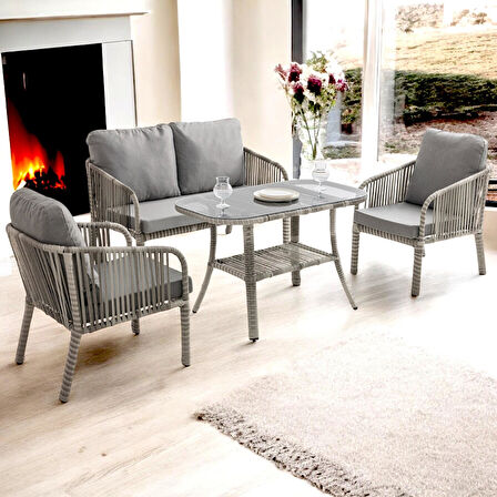 Capri Swing Artemis İkili Rattan Balkon Bahçe Takımı | Gri