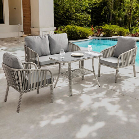 Capri Swing Artemis İkili Rattan Balkon Bahçe Takımı | Gri