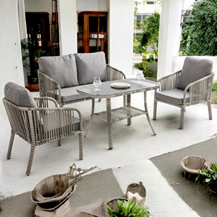 Capri Swing Artemis İkili Rattan Balkon Bahçe Takımı | Gri