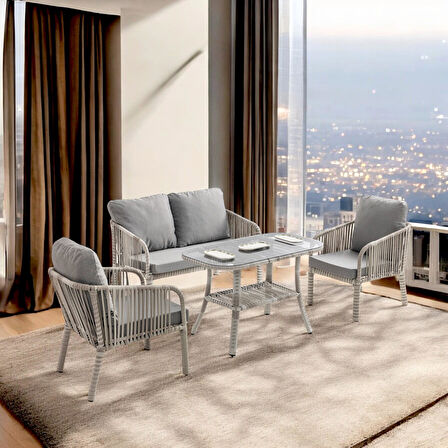 Capri Swing Artemis İkili Rattan Balkon Bahçe Takımı | Beyaz