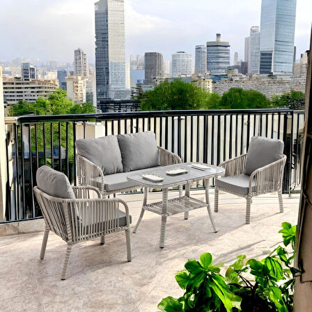 Capri Swing Artemis İkili Rattan Balkon Bahçe Takımı | Beyaz