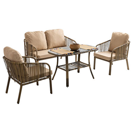 Capri Swing Artemis İkili Rattan Balkon Bahçe Takımı | Açık Kahve 