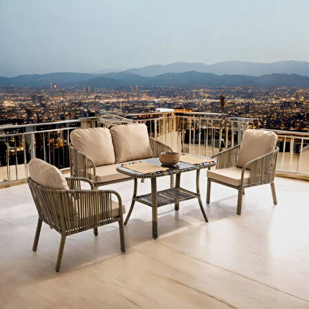 Capri Swing Artemis İkili Rattan Balkon Bahçe Takımı | Açık Kahve 