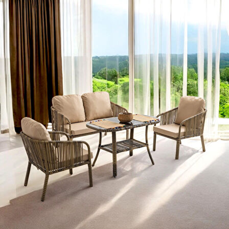 Capri Swing Artemis İkili Rattan Balkon Bahçe Takımı | Açık Kahve 