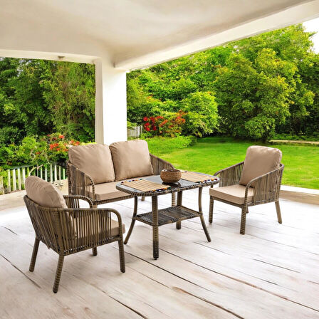 Capri Swing Artemis İkili Rattan Balkon Bahçe Takımı | Açık Kahve 