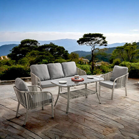 Capri Swing Artemis Üçlü Rattan Balkon Bahçe Takımı | Gri