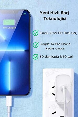 Apple iPhone 20W Hızlı Şarj Özellikli Usb-C Power Güç Adaptör ve Kablosu Iphone Şarj Adaptörü