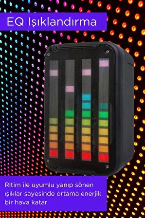 Taşınabilir Bluetooth Karaoke Hoparlör RGB Işıklı Mikrofonlu Amfi Hoparlör Android - İphone Uyumlu