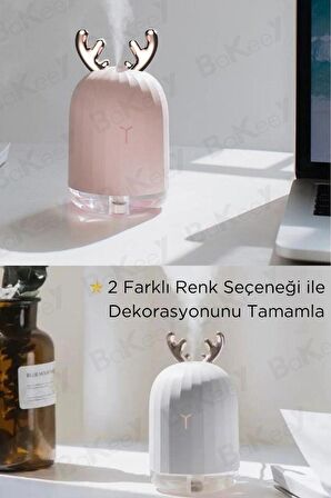 Ulrasonik Hava Nemlendirici H2O Humidifier Led Işıklı Geyik Buhar Makinesi ve Aroma Difüzörü