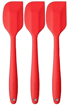 Silikon Kaşık Spatula Seti 6lı Büyük Boy Yanmaz Yapışmaz Çizmez Kırmızı 27cm