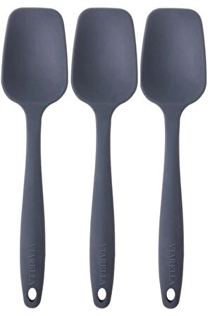 Yanmaz Yapışmaz Silikon Spatula Yassı Kaşık Seti 6lı Gri 27cm