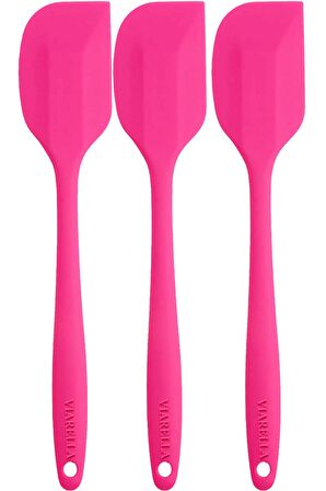 Silikon Kaşık Spatula Seti 6lı Yanmaz Yapışmaz Çizmez Fuşya 27cm