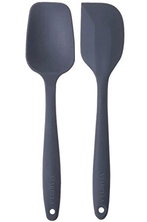 Silikon Kaşık Spatula Seti 6lı Yanmaz Yapışmaz Çizmez Mor-gri-kırmızı 27cm