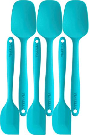 Silikon Kaşık Spatula Seti 6lı Yanmaz Yapışmaz Çizmez Turkuaz 27cm