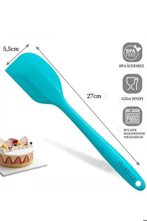 Silikon Kaşık Spatula Seti 6lı Yanmaz Yapışmaz Çizmez Turkuaz 27cm