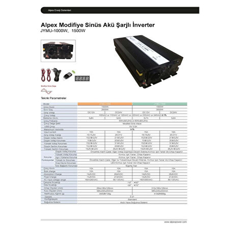 1500 Watt 12 Volt Ups (Şebeke Şarjlı) Modifiye Sinüs İnverter