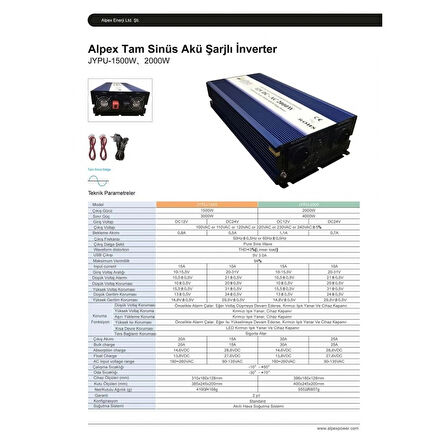 1500 Watt 12 Volt Ups (Şebeke Şarjlı) Tam Sinüs İnverter