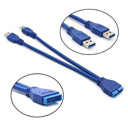 19 pin usb 3.0 to 2x usb erkek kablo anakart için usb 3.0 kabl